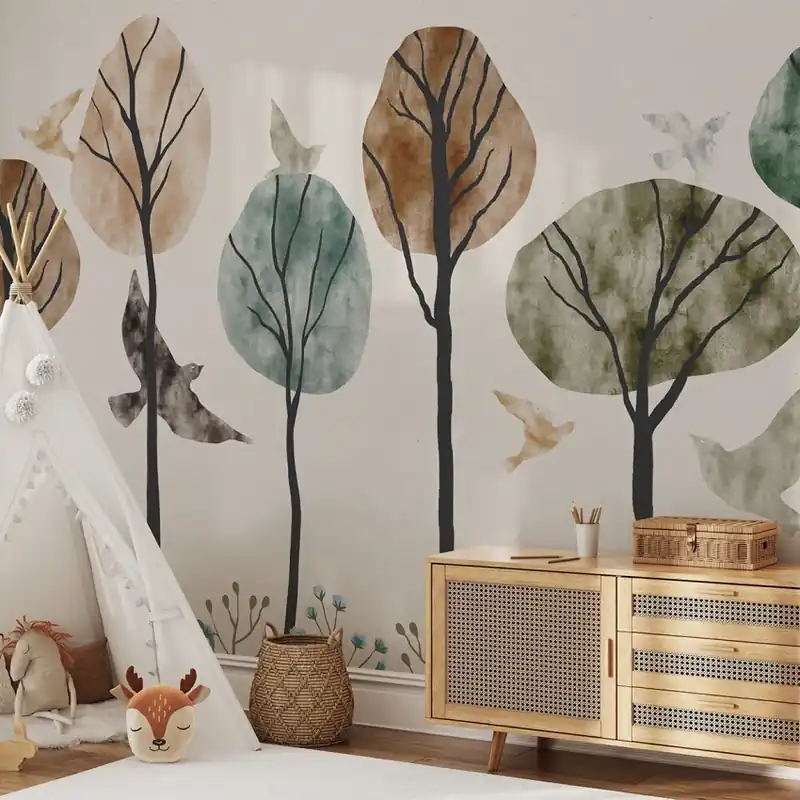 Merry Meadow Light Pastel, Dream Prints Tapet cu Păsări Pastelate pentru un Interior Cald Noutate